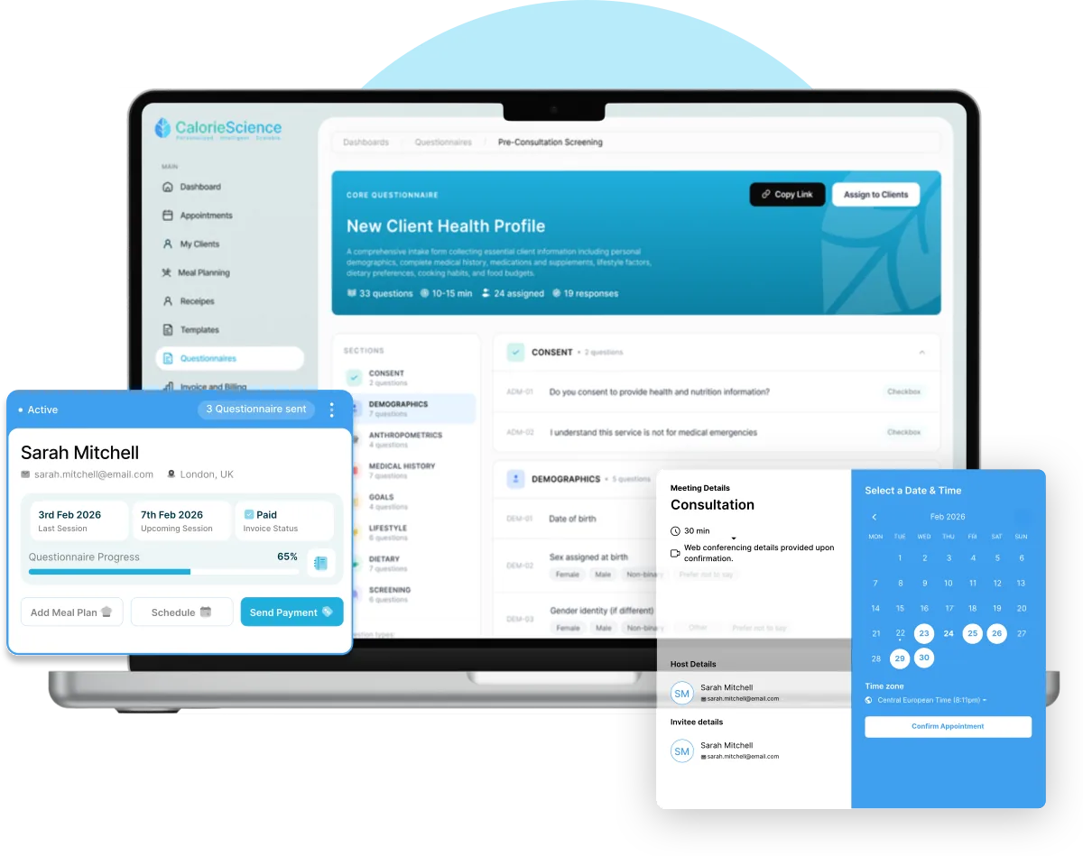 CalorieScience platform preview